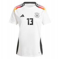 Camisa de Futebol Alemanha Thomas Muller #13 Equipamento Principal Mulheres Europeu 2024 Manga Curta